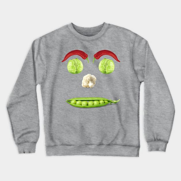 Vegan Face4 Crewneck Sweatshirt by Rickido